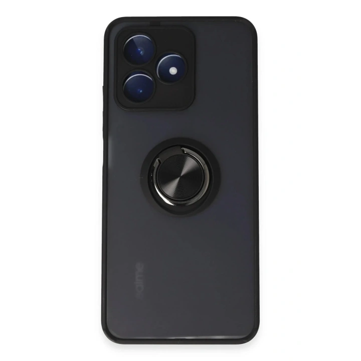 Mey İthalat®  Realme C53 Kılıf Montreal Yüzüklü Silikon Kapak - Siyah