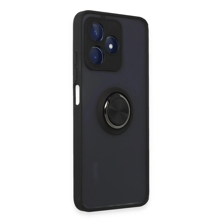 Mey İthalat®  Realme C53 Kılıf Montreal Yüzüklü Silikon Kapak - Siyah