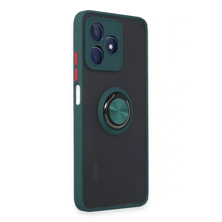 Mey İthalat®  Realme C53 Kılıf Montreal Yüzüklü Silikon Kapak - Yeşil