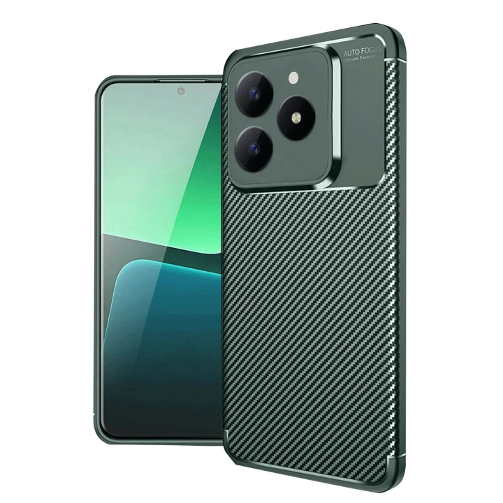 Mey İthalat®  Realme C61 Kılıf Auto Focus Karbon Kapak - Koyu Yeşil