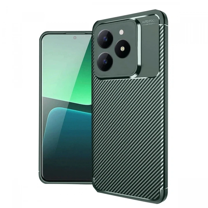 Mey İthalat®  Realme C61 Kılıf Auto Focus Karbon Kapak - Koyu Yeşil