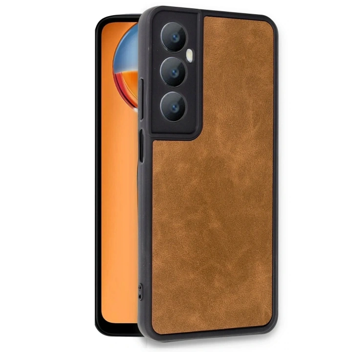 Mey İthalat®  Realme C65 Kılıf Aras Deri Kapak - Taba
