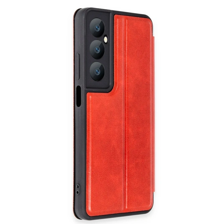 Mey İthalat®  Realme C65 Kılıf Flip Cover - Kırmızı