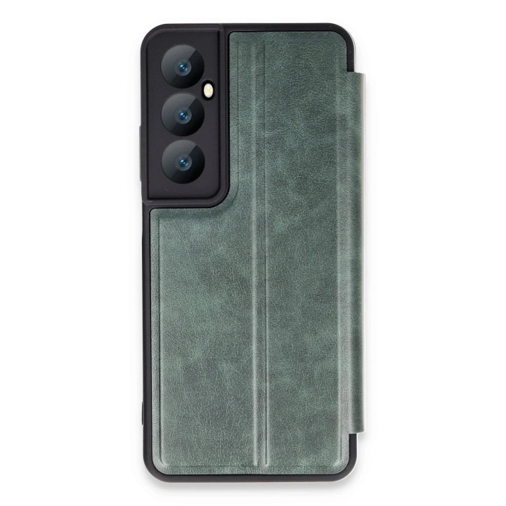 Mey İthalat®  Realme C65 Kılıf Flip Cover - Koyu Yeşil