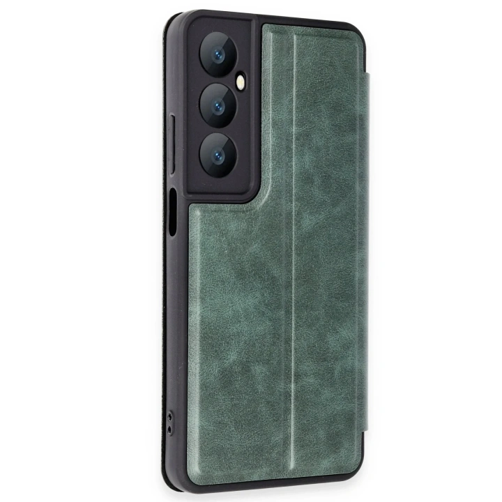 Mey İthalat®  Realme C65 Kılıf Flip Cover - Koyu Yeşil