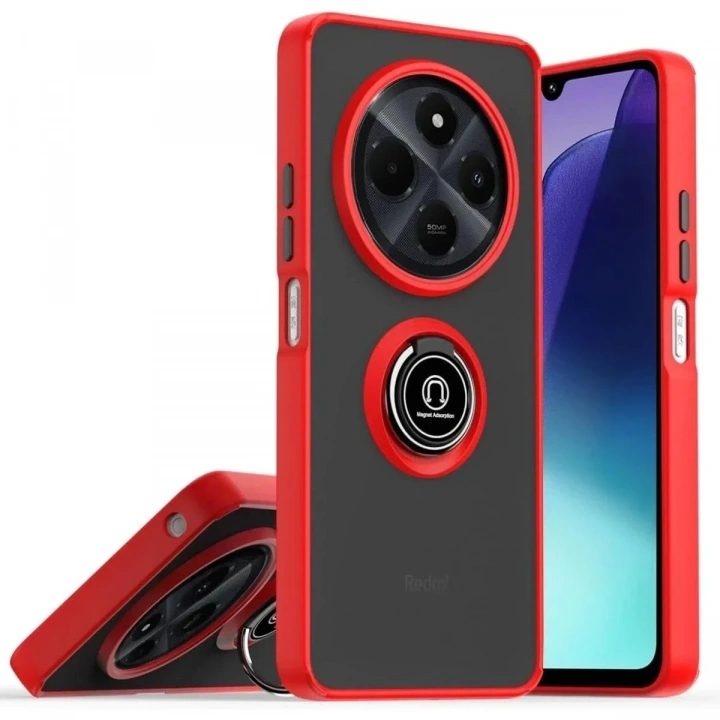 Mey İthalat®  Realme C75 4G Kılıf Montreal Yüzüklü Silikon Kapak - Kırmızı