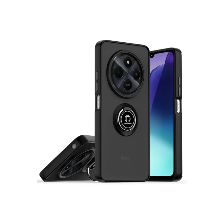 Mey İthalat®  Realme C75 4G Kılıf Montreal Yüzüklü Silikon Kapak - Siyah