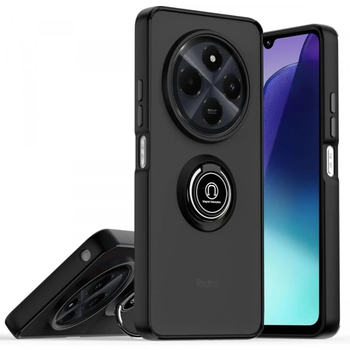 Mey İthalat®  Realme C75 4G Kılıf Montreal Yüzüklü Silikon Kapak - Siyah