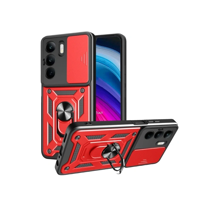 Mey İthalat®  Realme C75 4G Kılıf Pars Lens Yüzüklü Silikon - Kırmızı