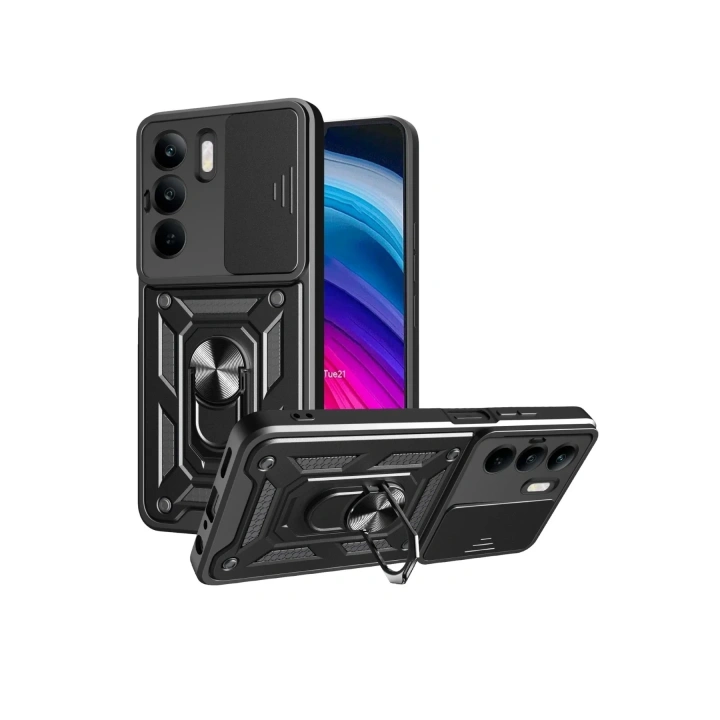 Mey İthalat®  Realme C75 4G Kılıf Pars Lens Yüzüklü Silikon - Siyah