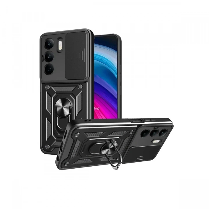 Mey İthalat®  Realme C75 4G Kılıf Pars Lens Yüzüklü Silikon - Siyah