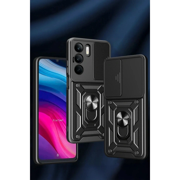 Mey İthalat®  Realme C75 4G Kılıf Pars Lens Yüzüklü Silikon - Yeşil