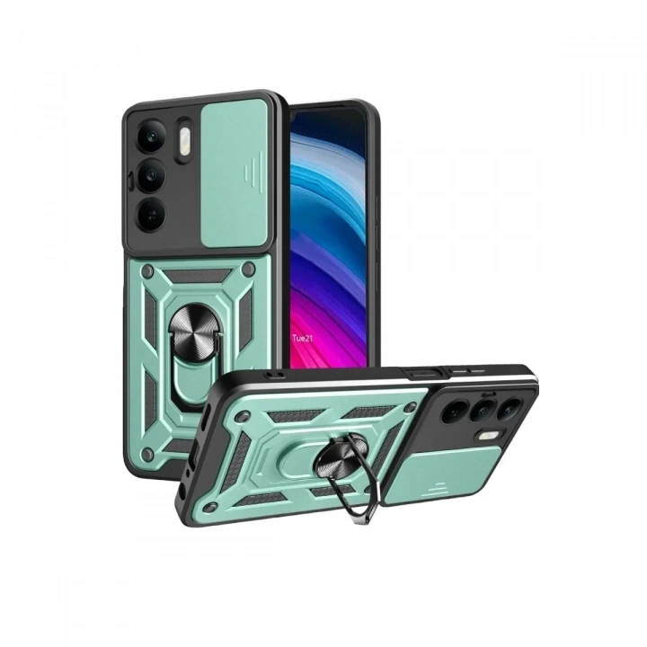 Mey İthalat®  Realme C75 4G Kılıf Pars Lens Yüzüklü Silikon - Yeşil