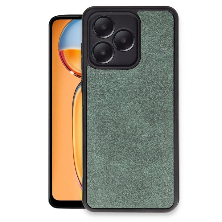 Mey İthalat®  Realme Note 50 4G Kılıf Aras Deri Kapak - Koyu Yeşil