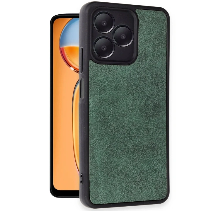 Mey İthalat®  Realme Note 50 4G Kılıf Aras Deri Kapak - Koyu Yeşil