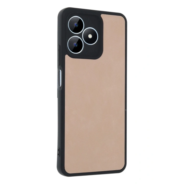 Mey İthalat®  Realme Note 50 4G Kılıf Aras Deri Kapak - Pudra