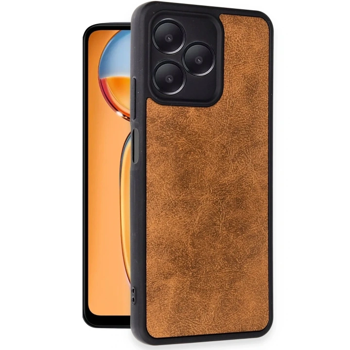 Mey İthalat®  Realme Note 50 4G Kılıf Aras Deri Kapak - Taba