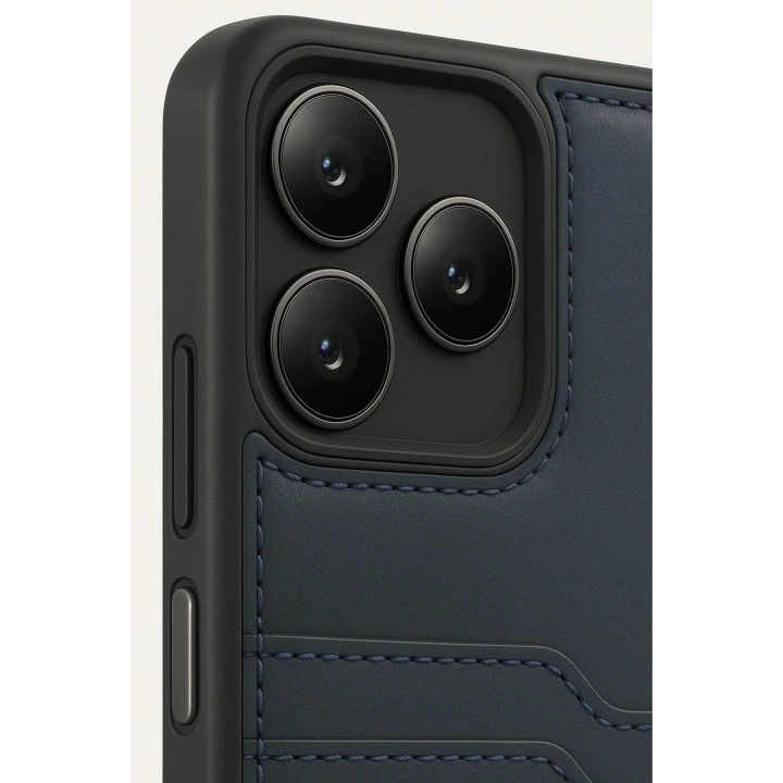 Mey İthalat®  Realme Note 50 4G Kılıf Sara Kartvizitli Deri Kılıf - Lacivert