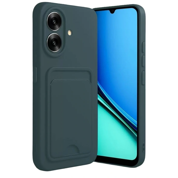 Mey İthalat®  Realme Note 60 Kelvin Kartvizitli Silikon - Koyu Yeşil