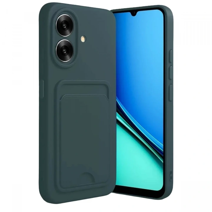 Mey İthalat®  Realme Note 60 Kelvin Kartvizitli Silikon - Koyu Yeşil