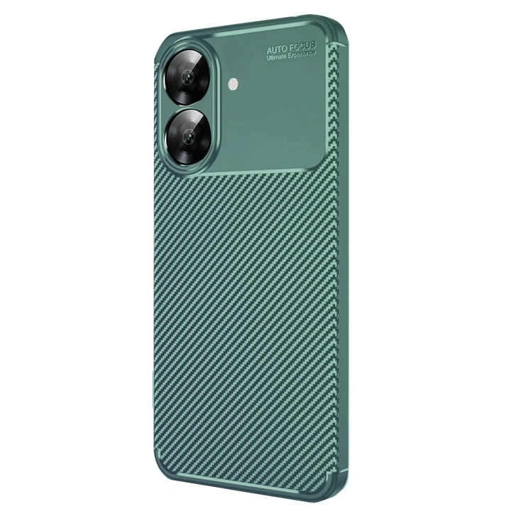 Mey İthalat®  Realme Note 60 Kılıf Auto Focus Karbon Kapak - Koyu Yeşil