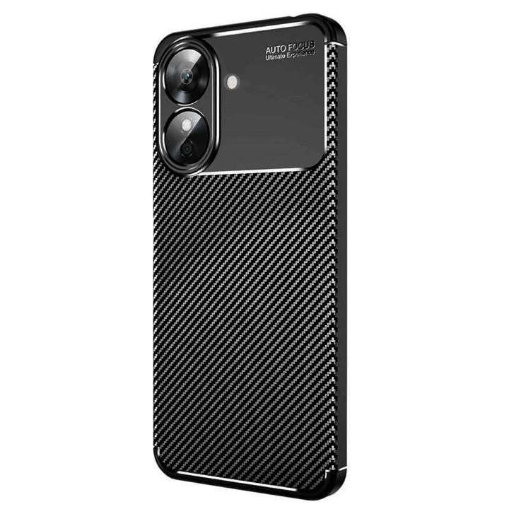 Mey İthalat®  Realme Note 60 Kılıf Auto Focus Karbon Kapak - Siyah