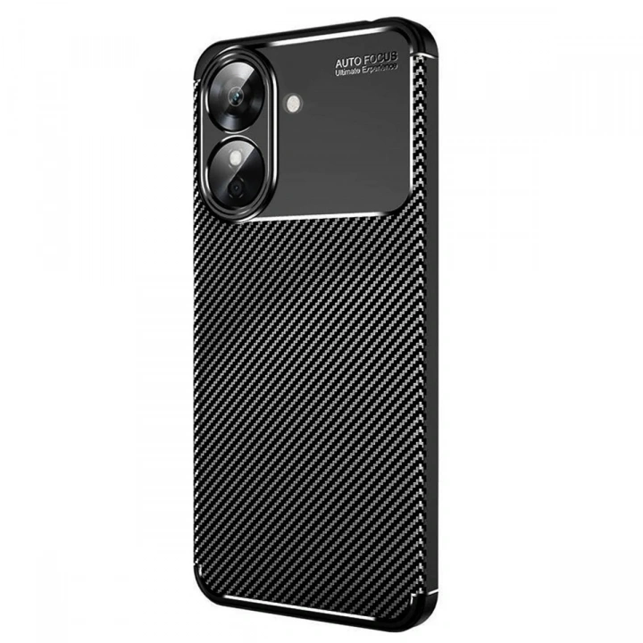 Mey İthalat®  Realme Note 60 Kılıf Auto Focus Karbon Kapak - Siyah