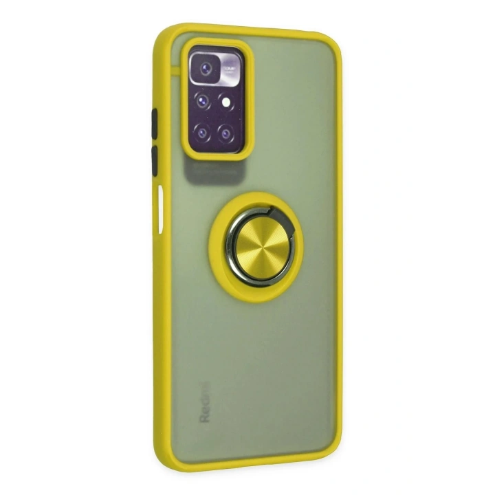 Mey İthalat®   Redmi 10 2022 Kılıf Montreal Yüzüklü Silikon Kapak - Sarı