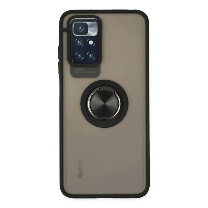 Mey İthalat®   Redmi 10 2022 Kılıf Montreal Yüzüklü Silikon Kapak - Siyah