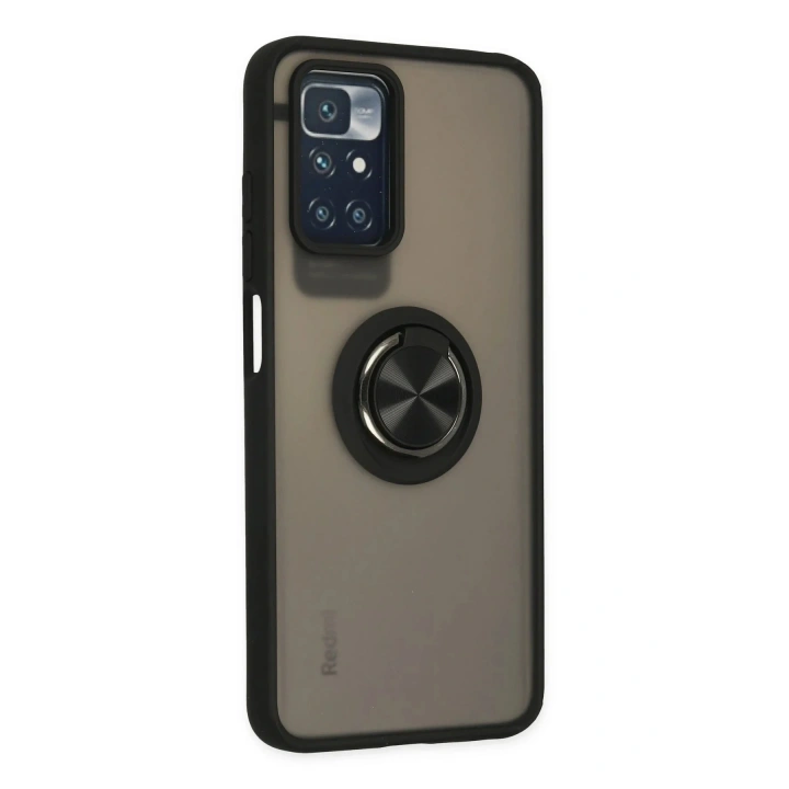 Mey İthalat®   Redmi 10 2022 Kılıf Montreal Yüzüklü Silikon Kapak - Siyah