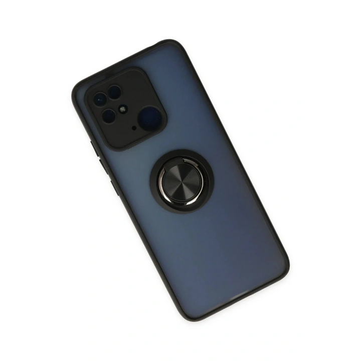 Mey İthalat®   Redmi 10C Kılıf Montreal Yüzüklü Silikon Kapak - Siyah