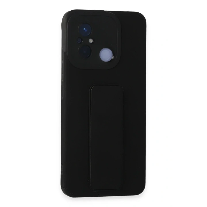 Mey İthalat®   Redmi 12C Kılıf Mega Standlı Silikon - Siyah
