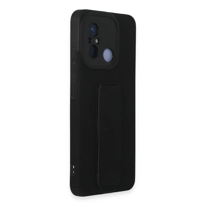 Mey İthalat®   Redmi 12C Kılıf Mega Standlı Silikon - Siyah