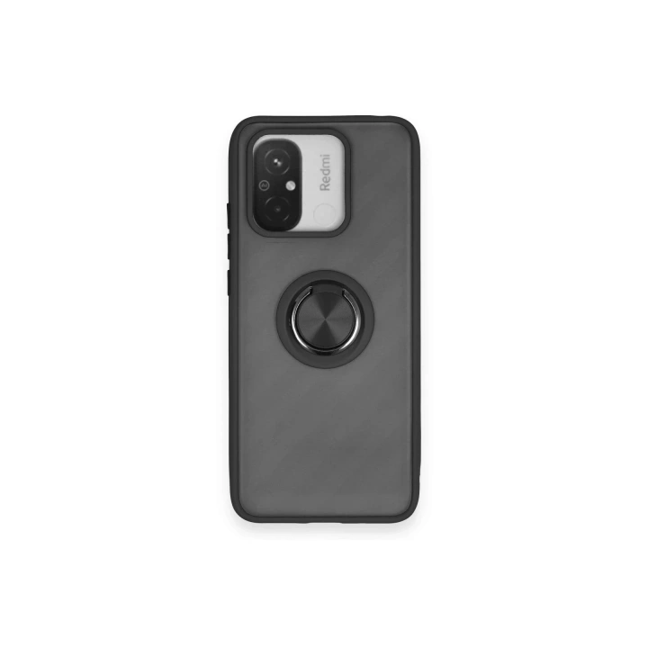 Mey İthalat®   Redmi 12C Kılıf Montreal Yüzüklü Silikon Kapak - Siyah