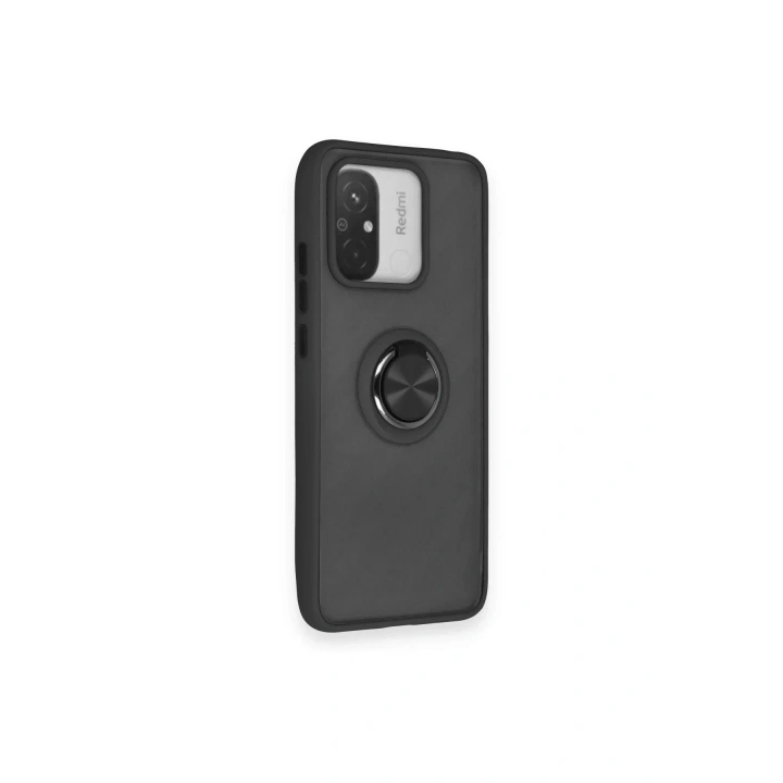 Mey İthalat®   Redmi 12C Kılıf Montreal Yüzüklü Silikon Kapak - Siyah