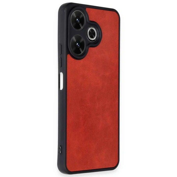 Mey İthalat®   Redmi 13 4G Kılıf Aras Deri Kapak - Kırmızı