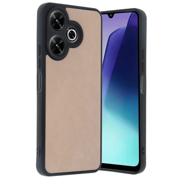 Mey İthalat®   Redmi 13 4G Kılıf Aras Deri Kapak - Pudra