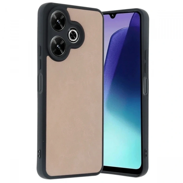 Mey İthalat®   Redmi 13 4G Kılıf Aras Deri Kapak - Pudra