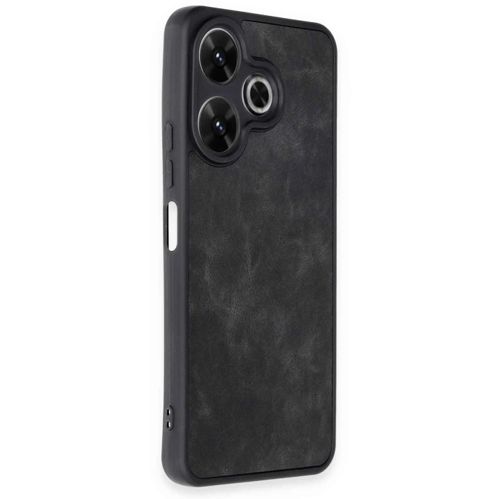 Mey İthalat®   Redmi 13 4G Kılıf Aras Deri Kapak - Siyah
