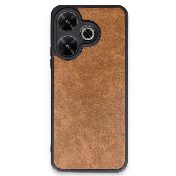 Mey İthalat®   Redmi 13 4G Kılıf Aras Deri Kapak - Taba