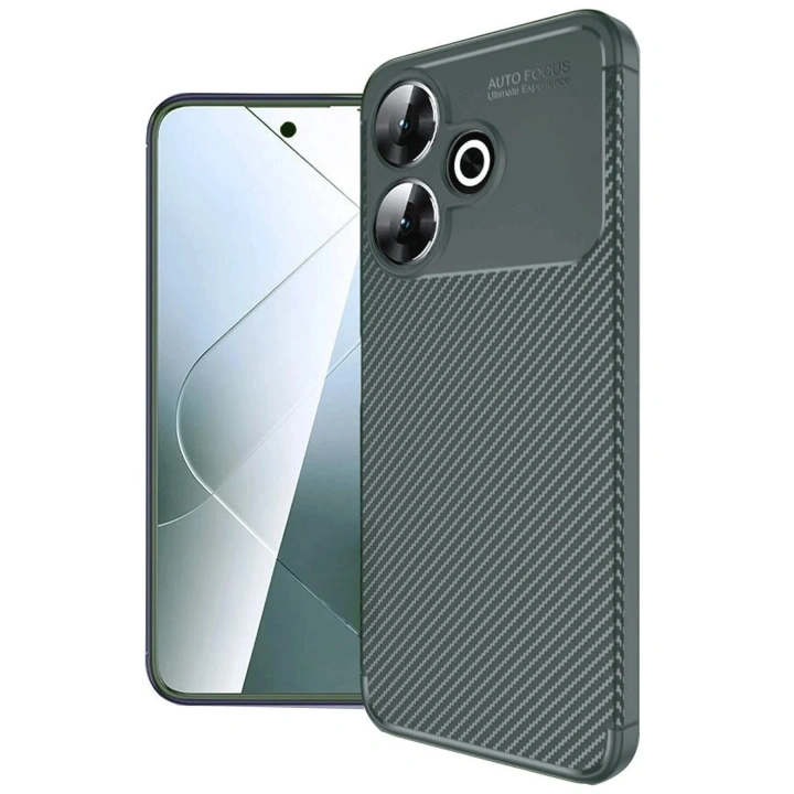 Mey İthalat®   Redmi 13 4G Kılıf Auto Focus Karbon Kapak - Koyu Yeşil
