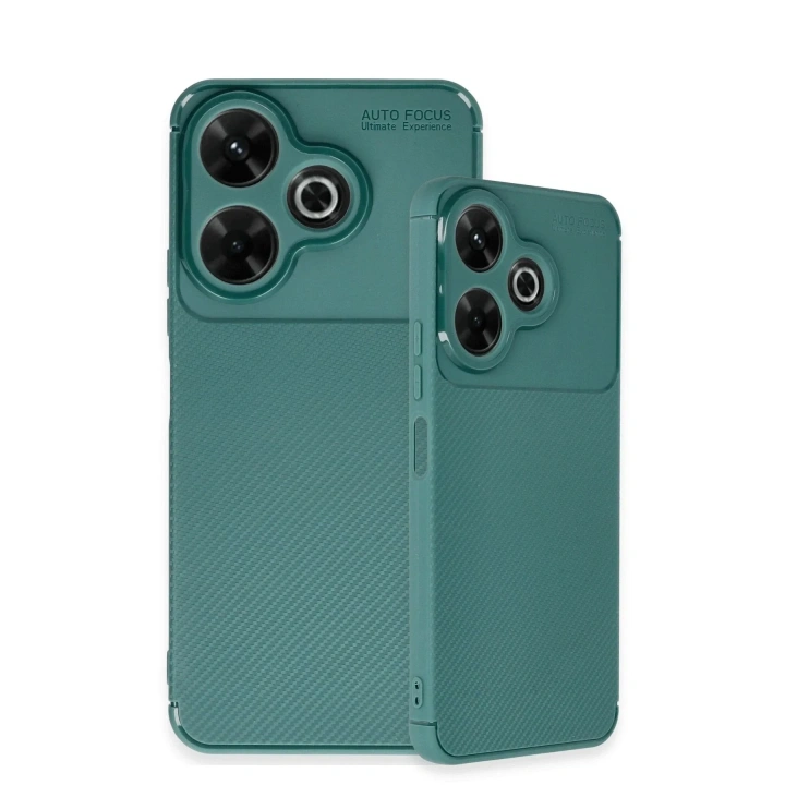 Mey İthalat®   Redmi 13 4G Kılıf Auto Focus Karbon Kapak - Koyu Yeşil