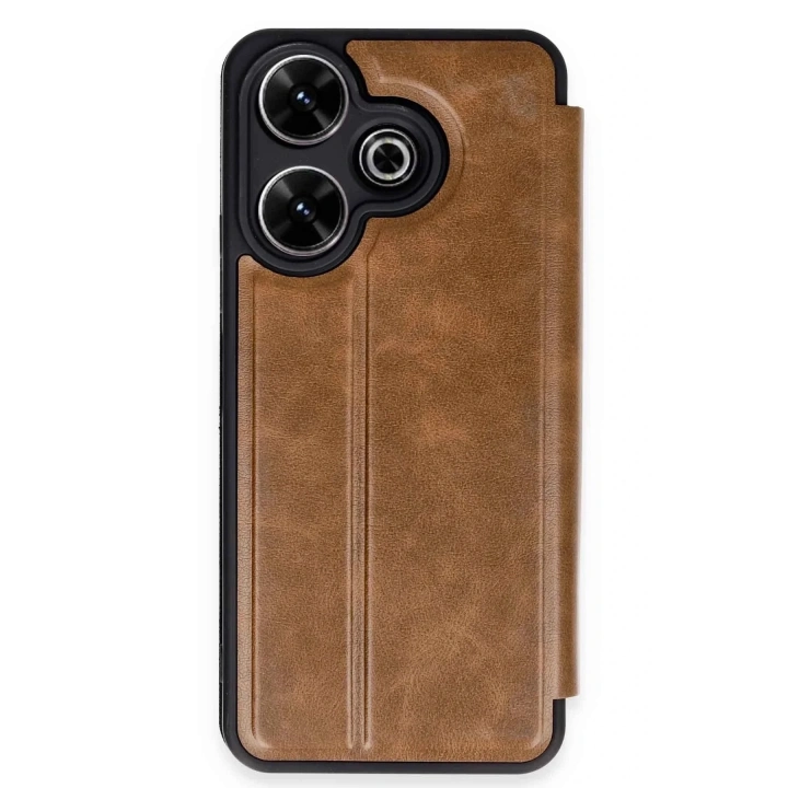Mey İthalat®   Redmi 13 4G Kılıf Flip Cover - Taba