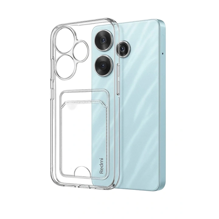 Mey İthalat®   Redmi 13 4G Kılıf Kart Şeffaf Silikon - Şeffaf