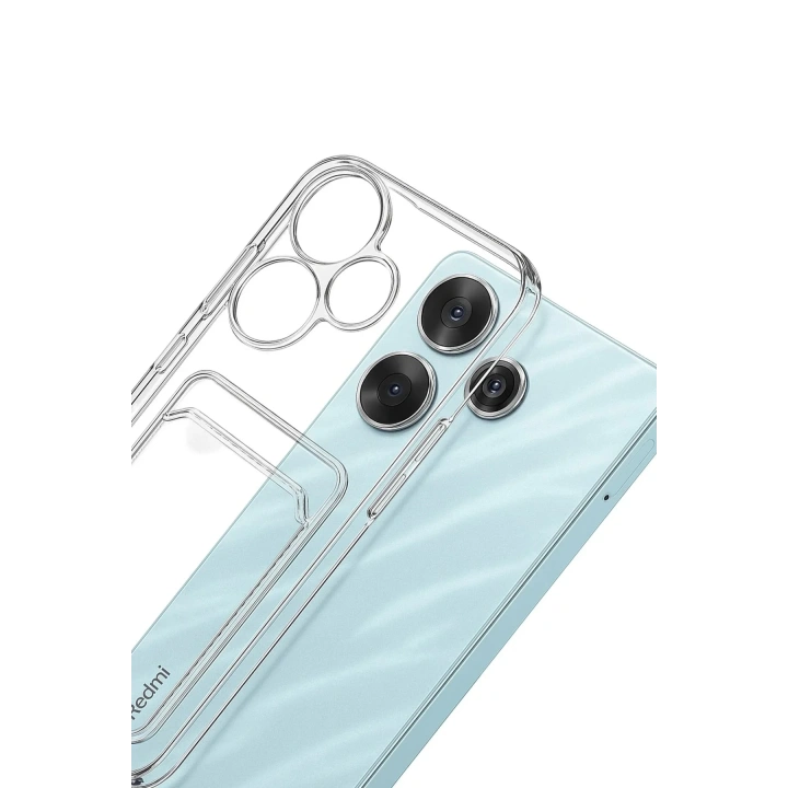 Mey İthalat®   Redmi 13 4G Kılıf Kart Şeffaf Silikon - Şeffaf