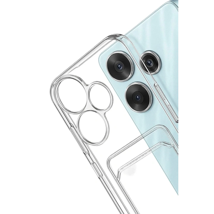Mey İthalat®   Redmi 13 4G Kılıf Kart Şeffaf Silikon - Şeffaf