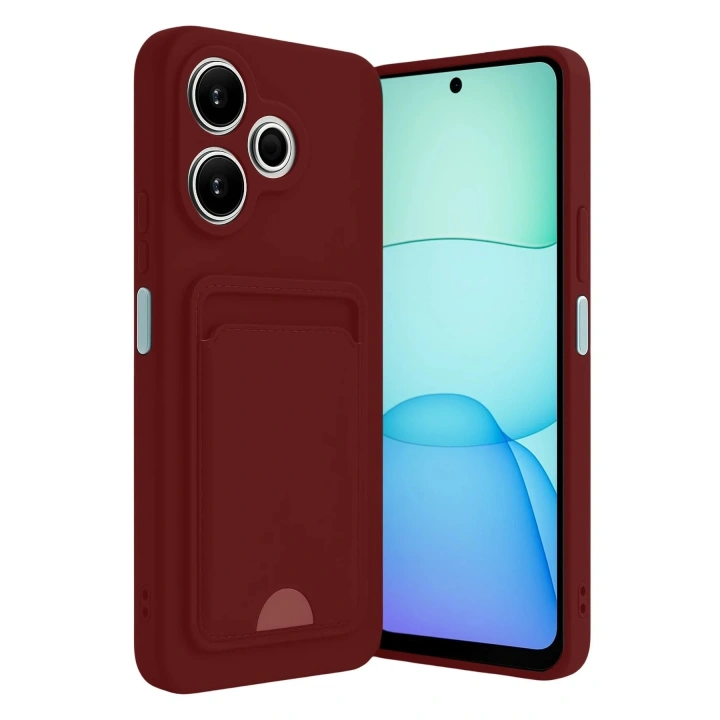 Mey İthalat®   Redmi 13 4G Kılıf Kelvin Kartvizitli Silikon - Bordo