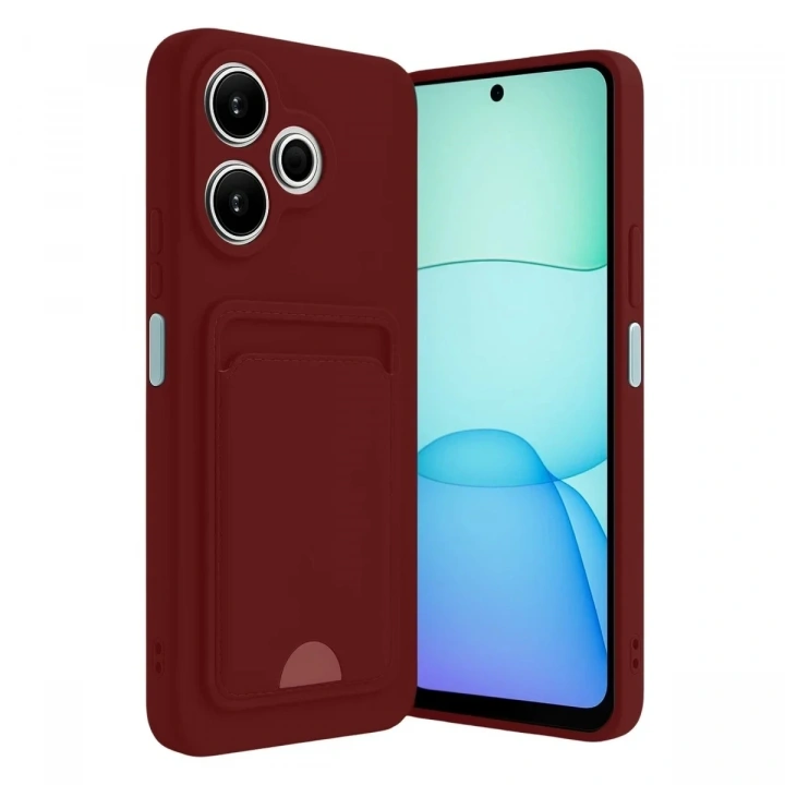 Mey İthalat®   Redmi 13 4G Kılıf Kelvin Kartvizitli Silikon - Bordo
