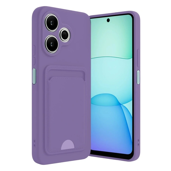 Mey İthalat®   Redmi 13 4G Kılıf Kelvin Kartvizitli Silikon - Lila
