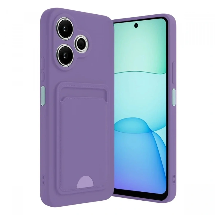 Mey İthalat®   Redmi 13 4G Kılıf Kelvin Kartvizitli Silikon - Lila